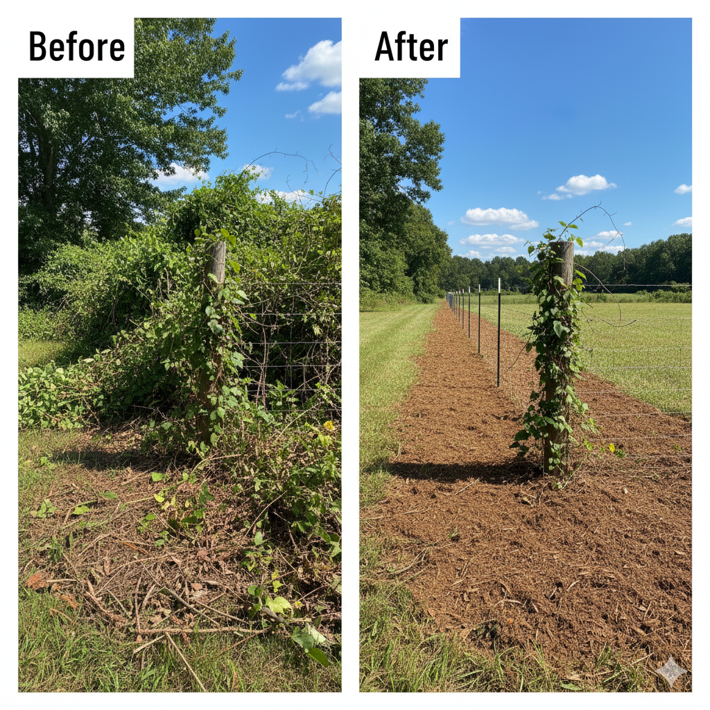 Fence line clearing in Mooresville NC