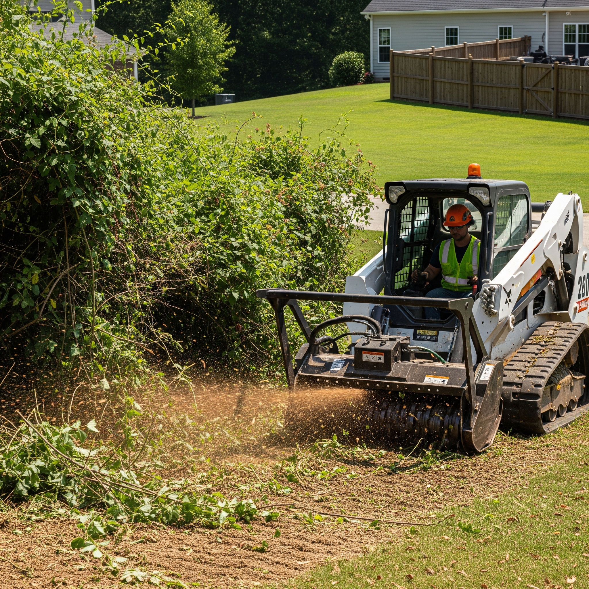 Before and after forestry mulching in Cornelius NC