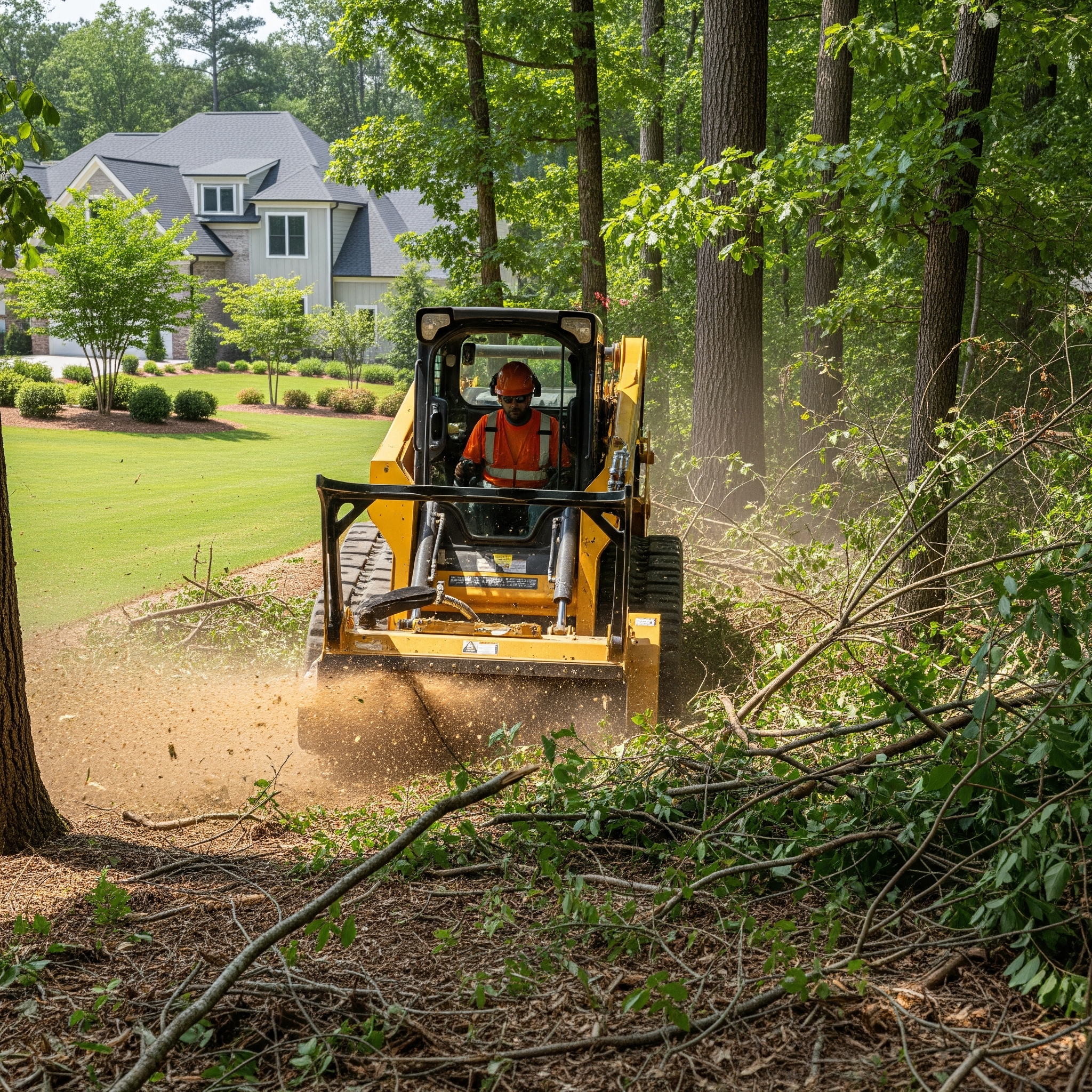 Property edge clearing with forestry mulching in Cornelius NC