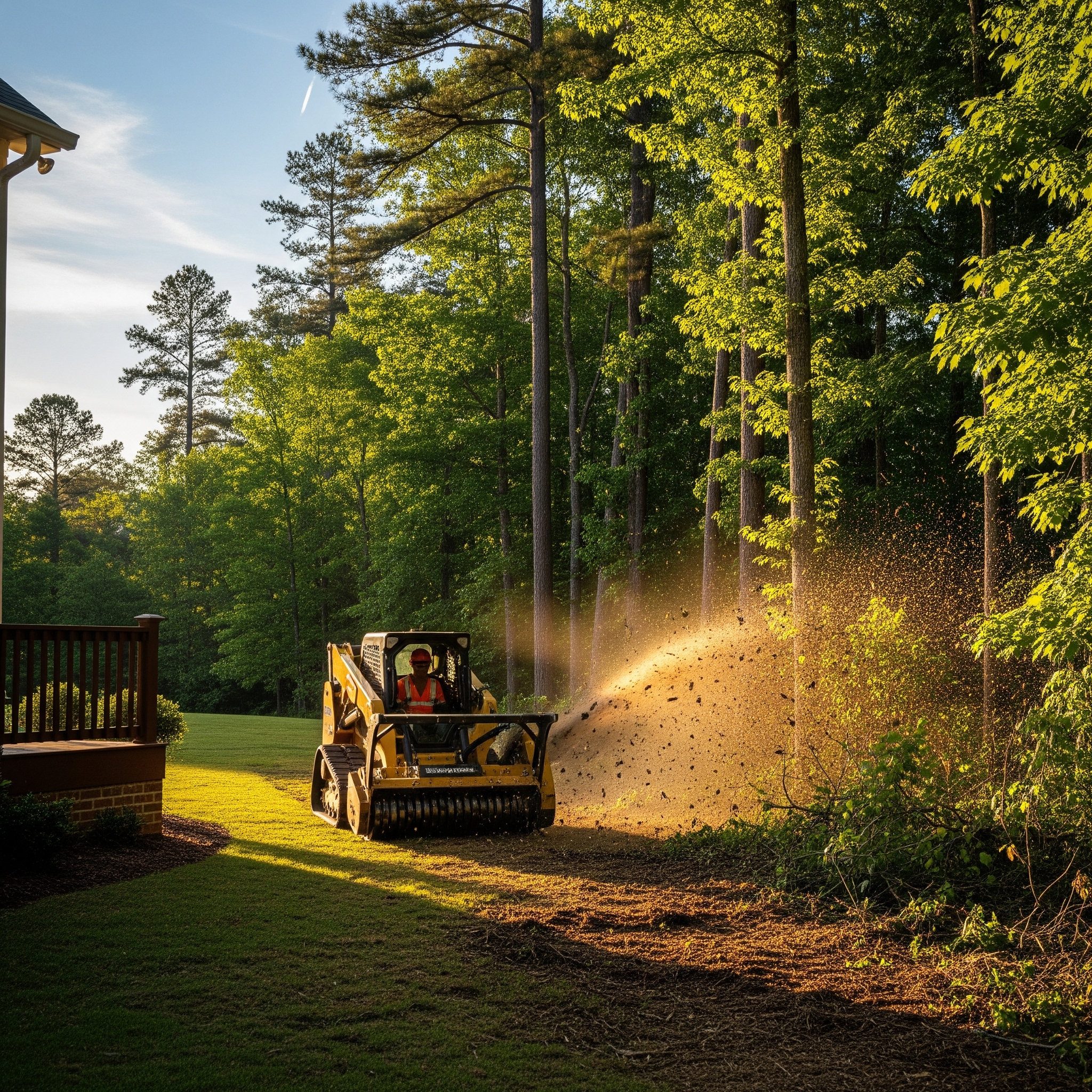 Storm cleanup with forestry mulching in Cornelius NC