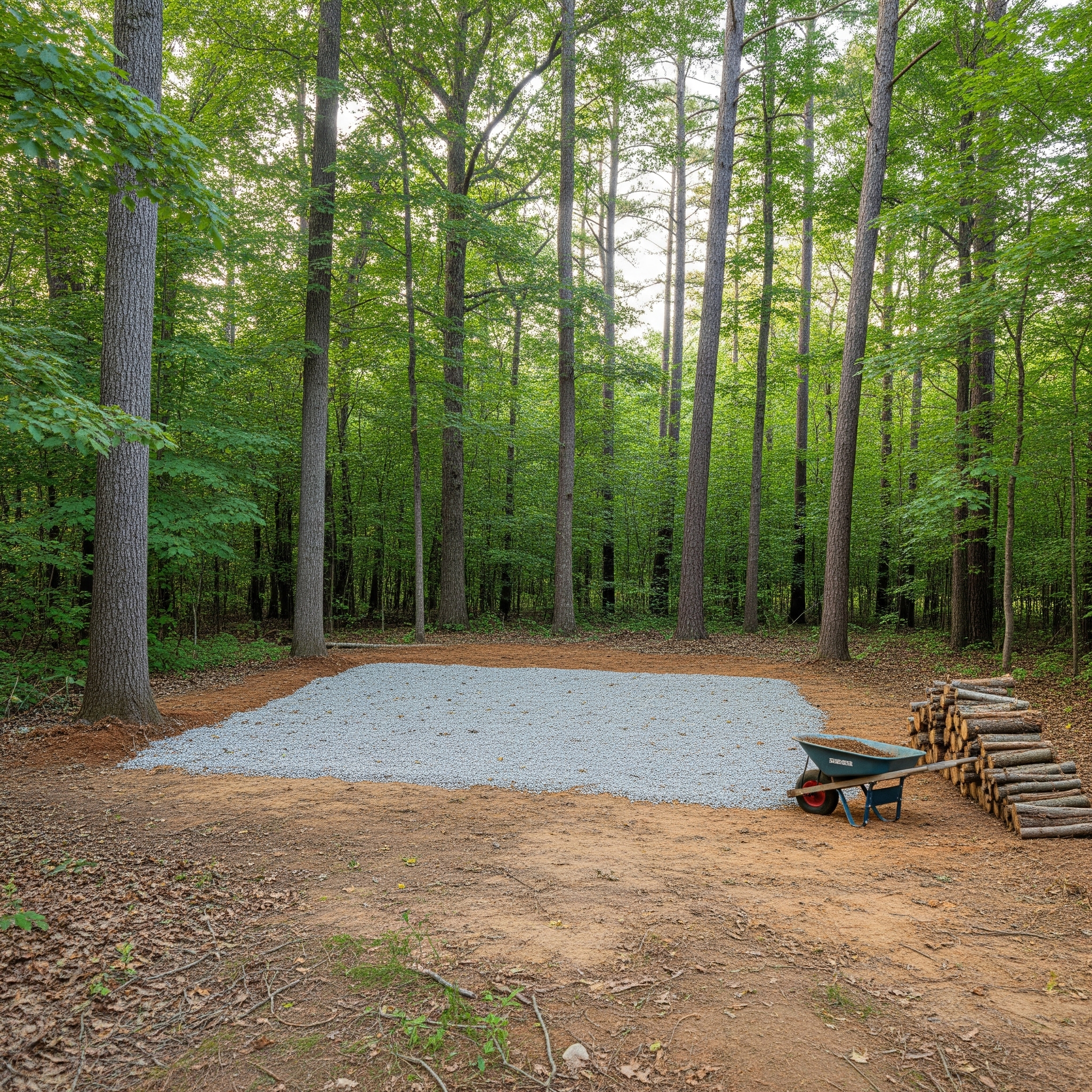 Land clearing for shed pad in Davidson NC