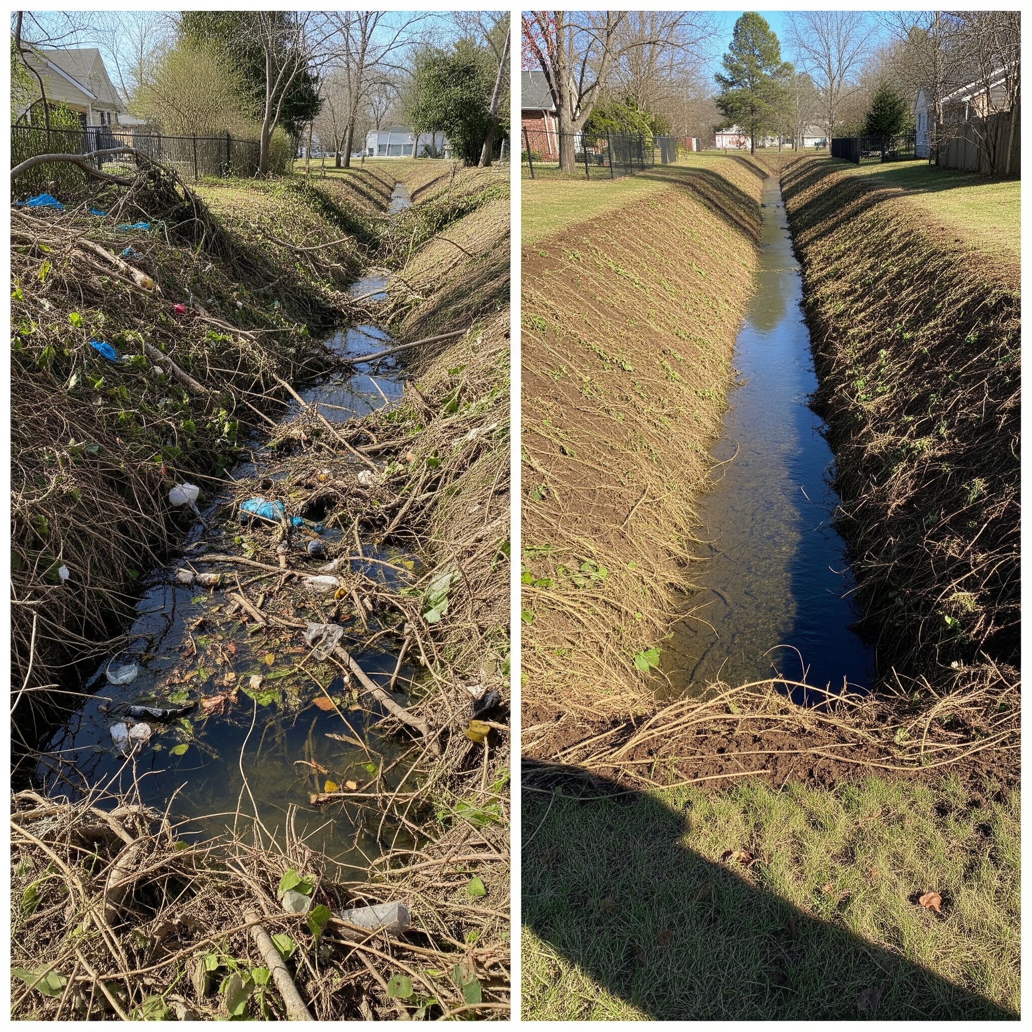 Drainage ditch clearing in Mooresville NC