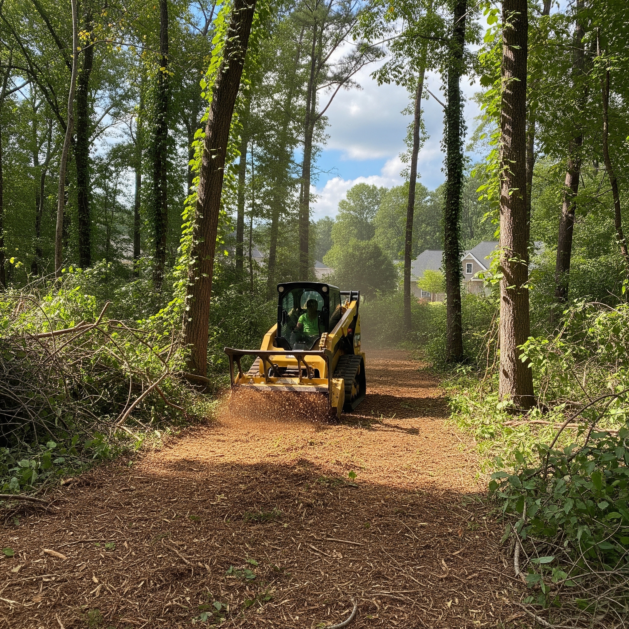 Trail clearing with forestry mulching in Mooresville NC
