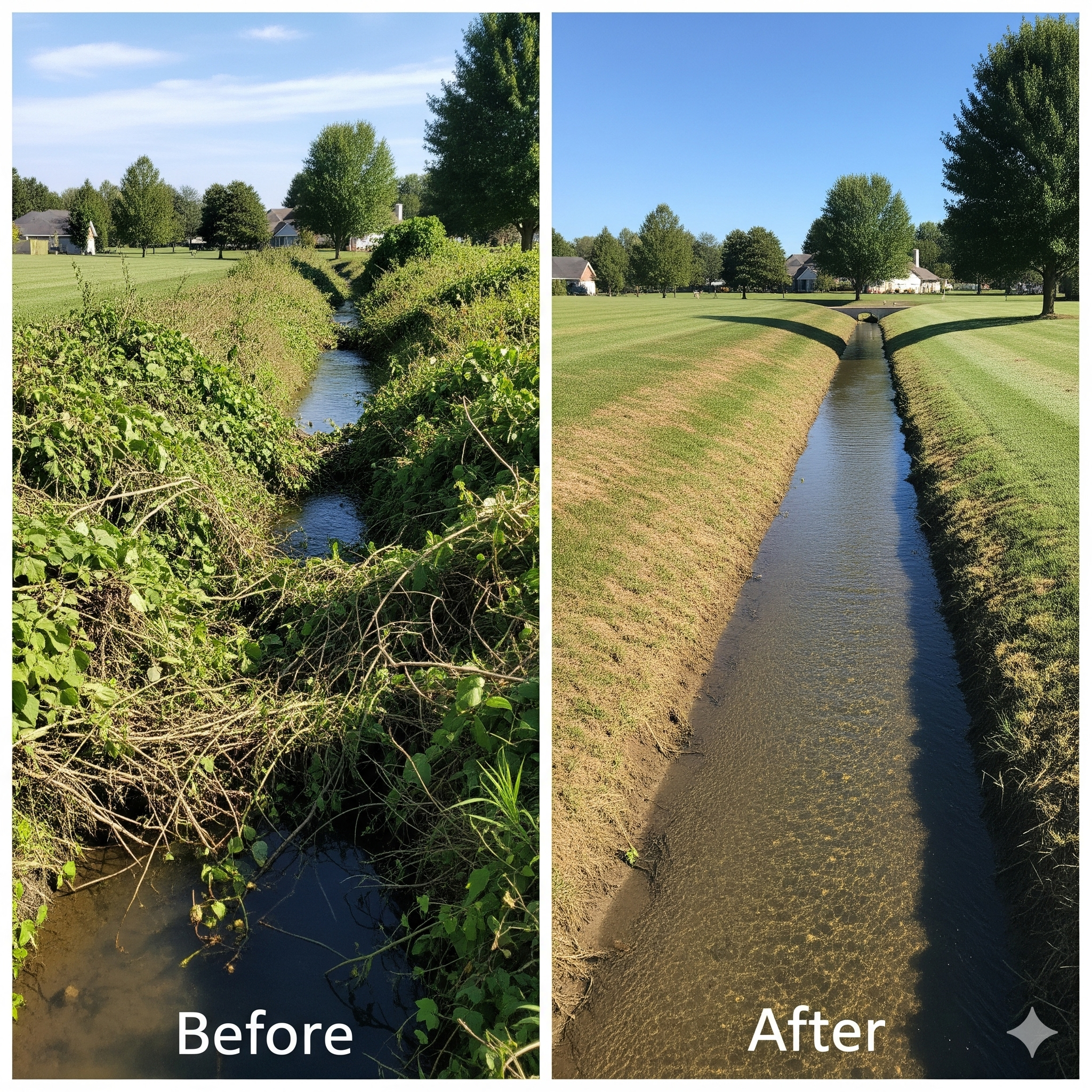 Drainage ditch clearing in Huntersville NC