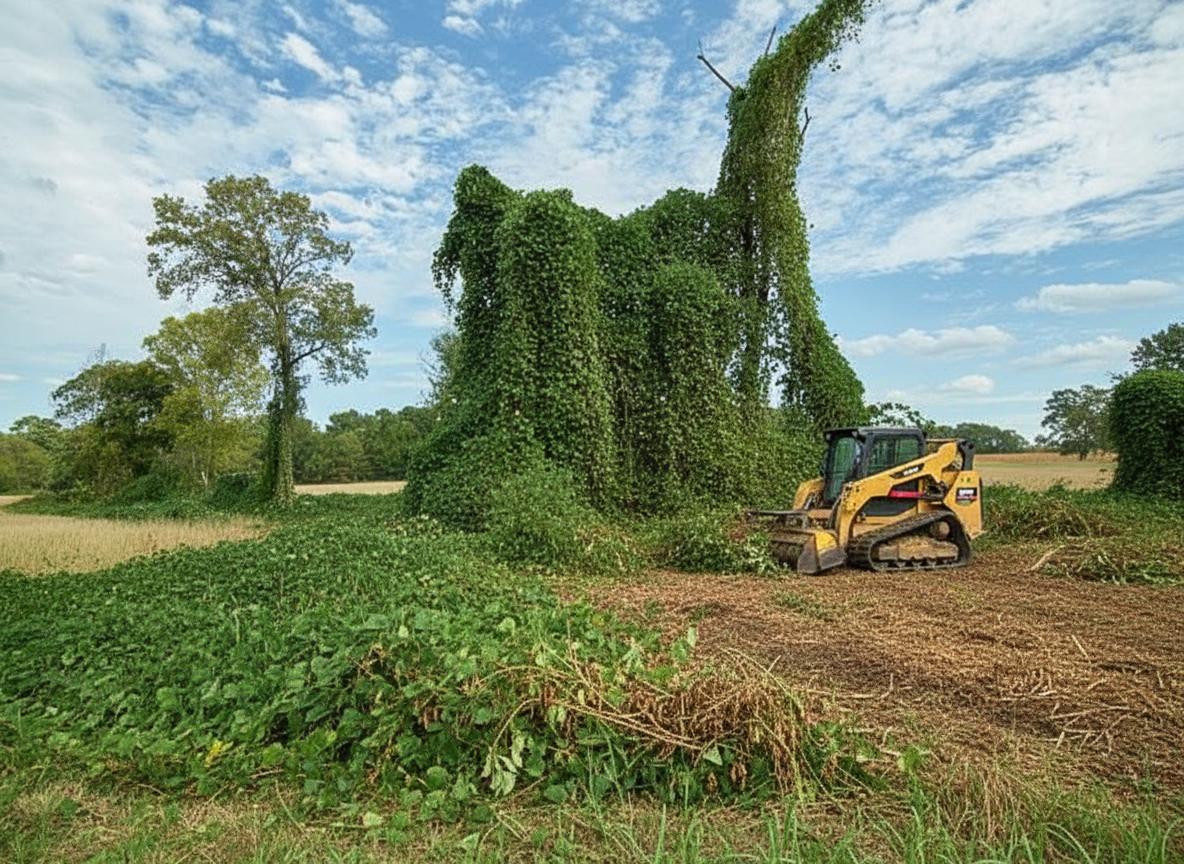 Backyard kudzu removal in Huntersville NC
