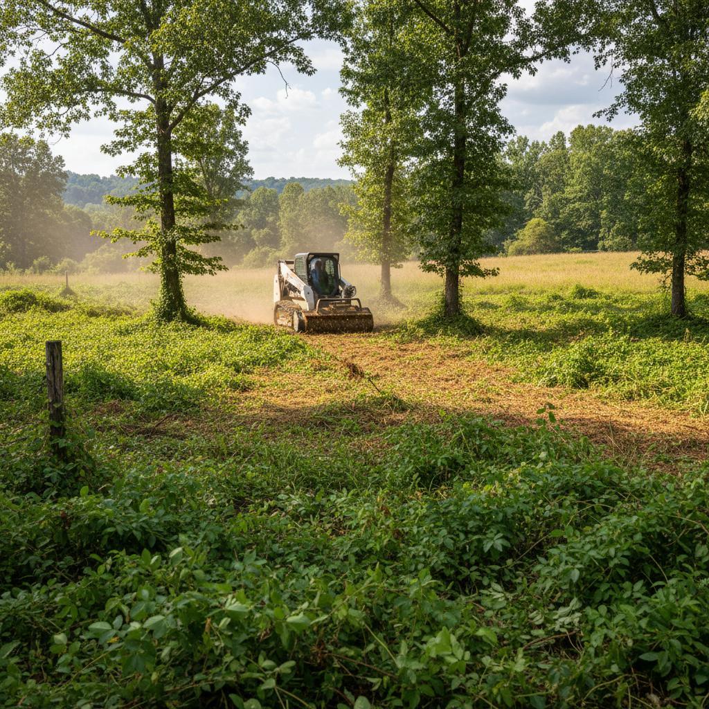 Skid steer kudzu removal equipment in Huntersville NC